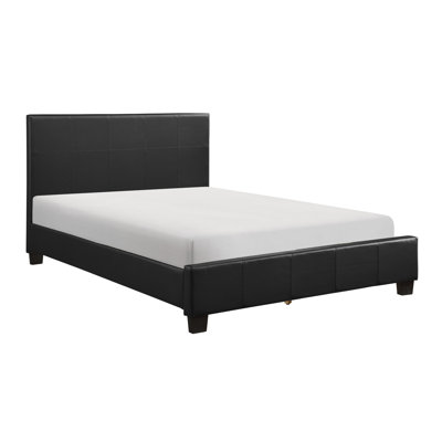Mobilier de chambre à coucher contemporain avec lit plateforme double en similicuir noir