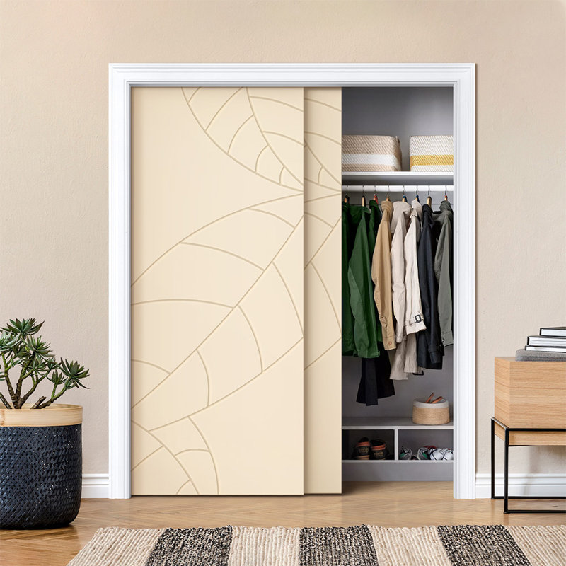 Portes de placard coulissantes à panneaux, 48 po x 80 po, Beige