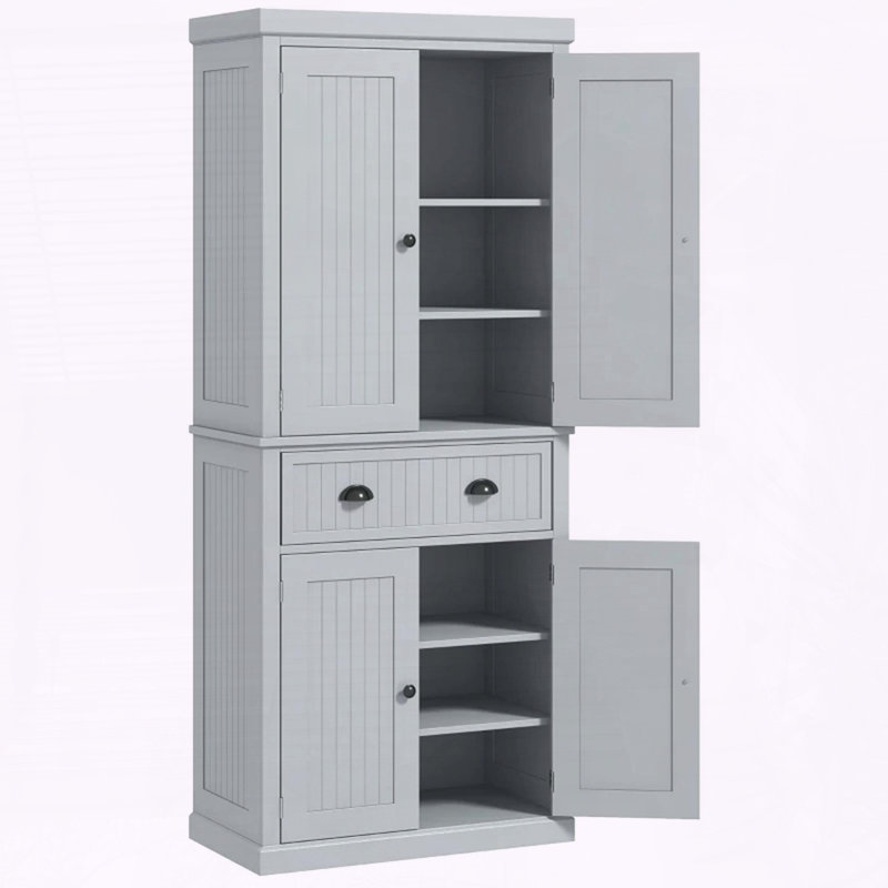 Armoire haute haute avec panneaux de lambris et tablettes réglables