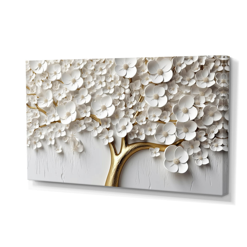 «White Orchid Tree Garden Of Branches I», art floral sur toile