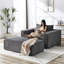 Fauteuil-lit de 75 po en velours côtelé moderne avec repose-pieds amovible-475592564