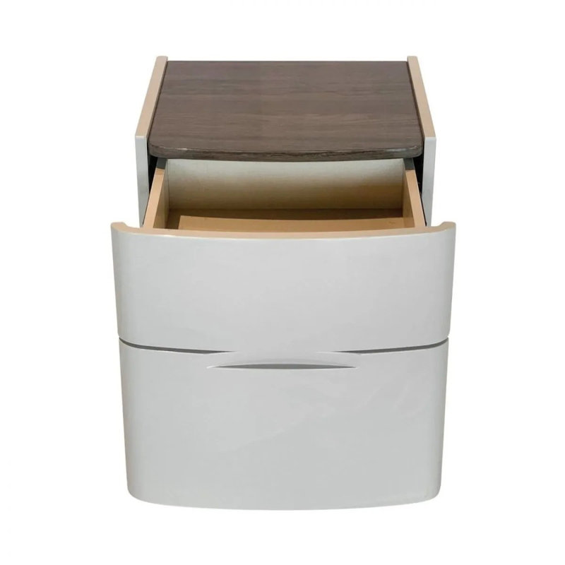 Commode anglaise à 2 tiroirs en blanc / châtaignier