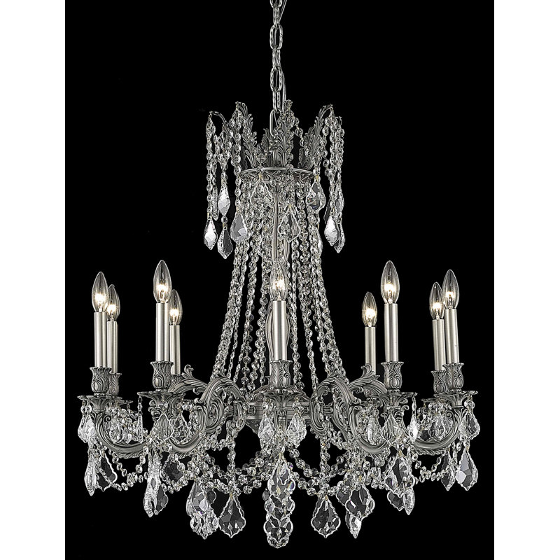 Ashmin Crystal Dimmable Classic / Traditional Chandelier, Pewter/Royal Cut