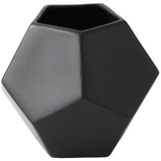 Faceted Table Vase, 4" H x 4.5" W x 4.5" D, Black