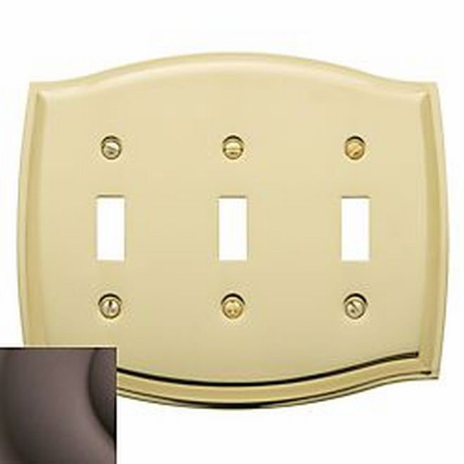 Colonial 3-Gang Toggle Light Switch Wall Plate, Venetian Bronze
