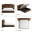 Ensemble de chambre à coucher 3 pièces: lit de rangement rembourré moderne avec lumières DEL et tables de chevet flottantes, très grand, brun-1309942095-1309942093