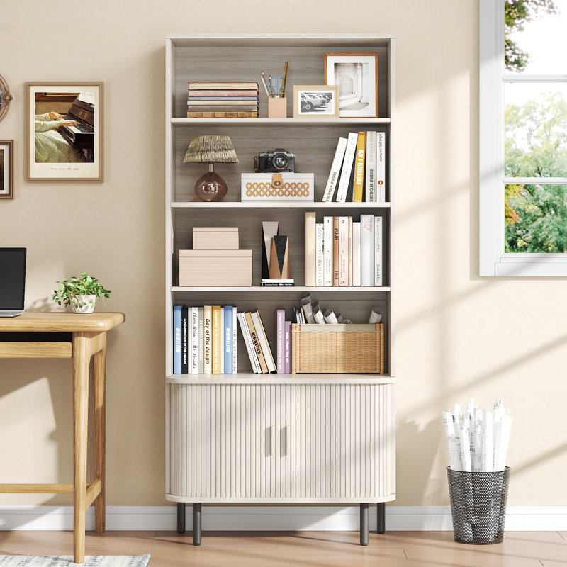 71" Tall Bookshelf With Storage Cabinet, White