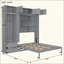 Lit escamotable mural avec armoire supérieure, tablettes et garde-robe, lit pliable peu encombrant-356602214