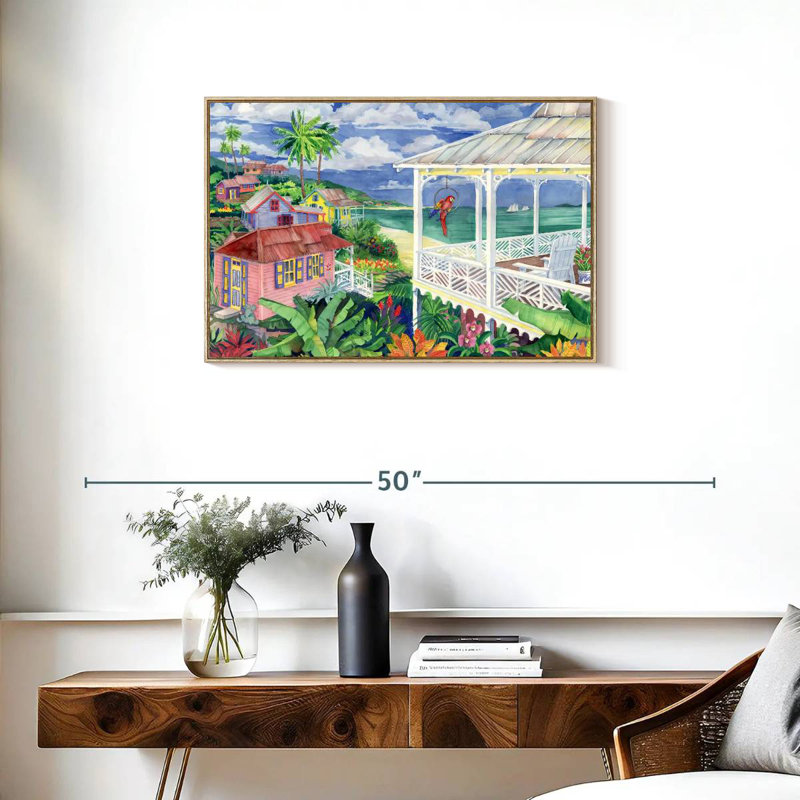 Baie Caribe, Cadre flottant en bois naturel, 31 po x 21 po