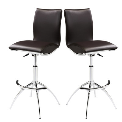 Modern Kitchen Bar Stools In Brown, Adjustable Height And Portable Structure 2 Brown With Height, Frame, Seat