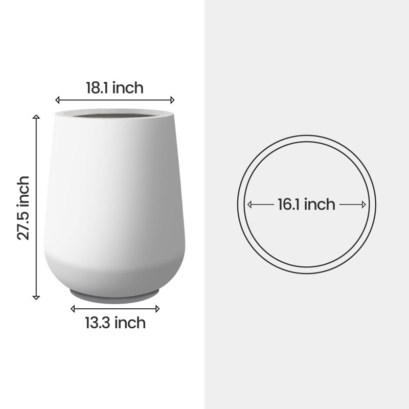 Laihla Pot Planter, Solid White, 13.8 x 10.7 x 10.7