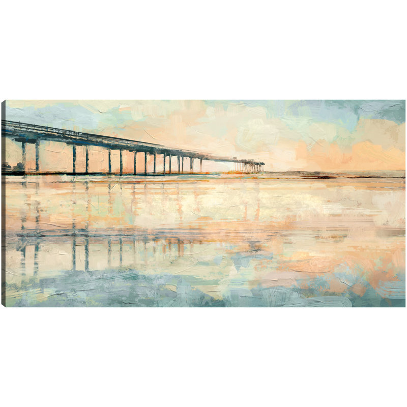 Sunrise Pier by Studio Arts Canvas Art Print, 13" H x 25" W x 1.5" D