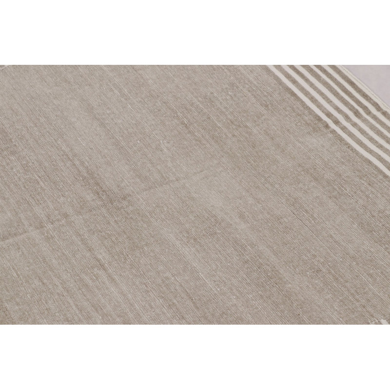 Rug & Kilim’S Indian Dhurrie Rug In Sand With Pinstripe Border