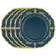 Ensemble de 4 assiettes en plastique D13 - bleu sarcelle / or