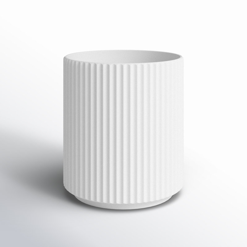 Roman Fluted Edge 16" White Round Planter for Indoor & Outdoor