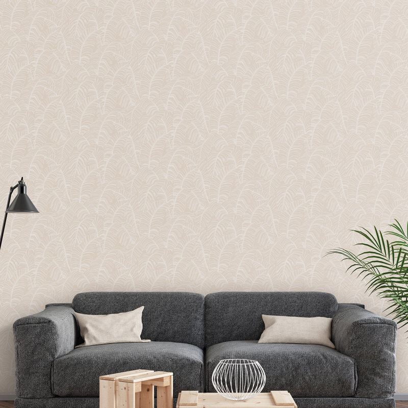 Rouleau de papier peint L 33 pi x l 21 po Bazar Broadleaf Design, Taupe neutre