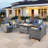 Harbin Wicker Rattan 7 - Person Outdoor Seating Group with Cushions with Fire Pit Table with Swivel Rocking Chairs-664876316