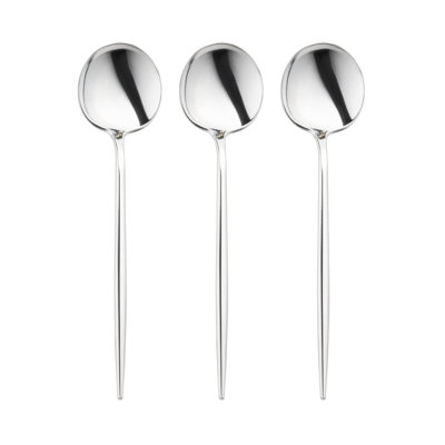 Shiny Silver Moderno Disposable Plastic Dinner Spoons