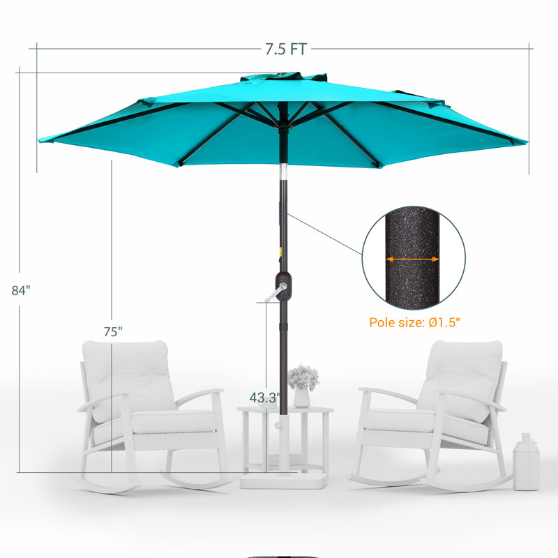 Parasol de marché hexagonal de 7,5 pi pour le marché, parasol de table d'extérieur avec bouton inclinable et manivelle, protection contre les rayons UV toutes saisons pour terrasse de jardin