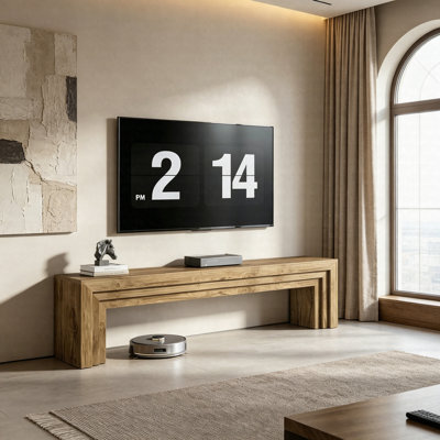 70.9" TV Stand For 75-Inch Tvs, Wooden Entertainment Center Console Table With Open Storage, Low Profile Media Stand