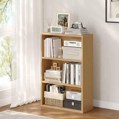 Bibliothèque à 3 tablettes, bibliothèque haute en bois et étagères, étagères à cubes à 3 niveaux, étagère de rangement multifonctionnelle pour bibliothèque de chambre à coucher, bureau à domicile