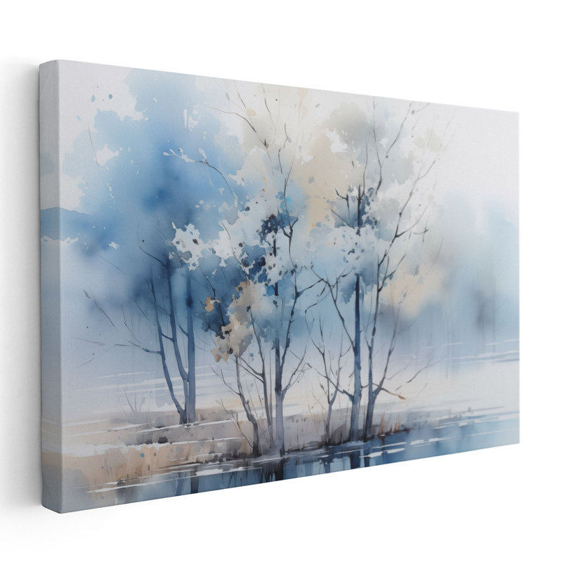 Scenic Wall Art | Abstract Tree Prints | Eve's Forest Reverie, Black Framed Canvas, 12" H x 18" W x 1.25" D