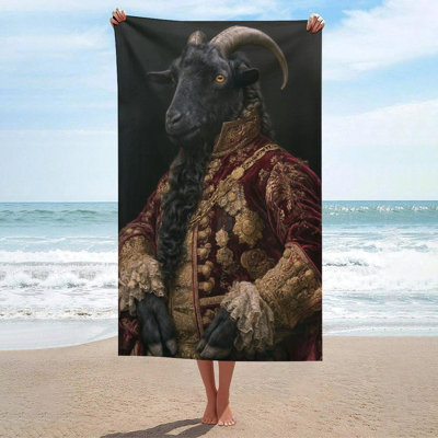 Goat European Nobleman Beach Towel Large Quick Dry Sand Free Travel Swimming Pool Microfiber Bath Towel, 32 x 63 in