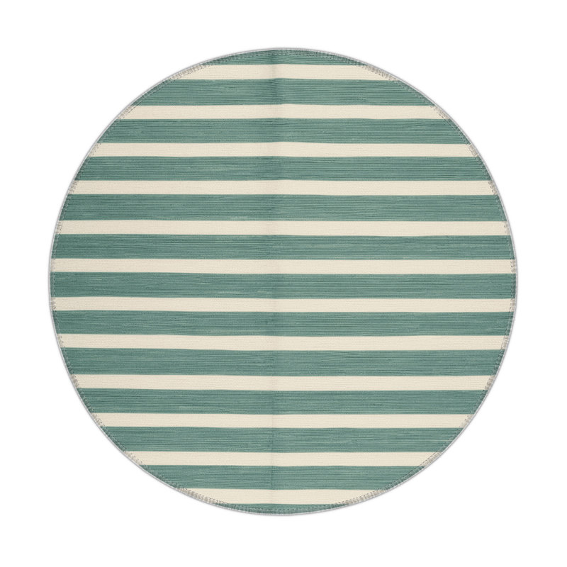 Tapis intérieur / extérieur gris HorizontalStripes, Rond 5 pi