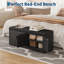 Banc à chaussures noir avec coussin et rangement dissimulé à 4 portes, banc de rangement moderne pour entrée avec structure en bois robuste, noir-371332826