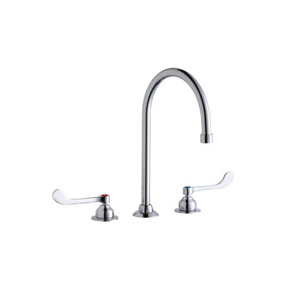 8" Centerset with Concealed Deck Faucet with 8" Gooseneck Spout 6" Wristblade Handles Chrome