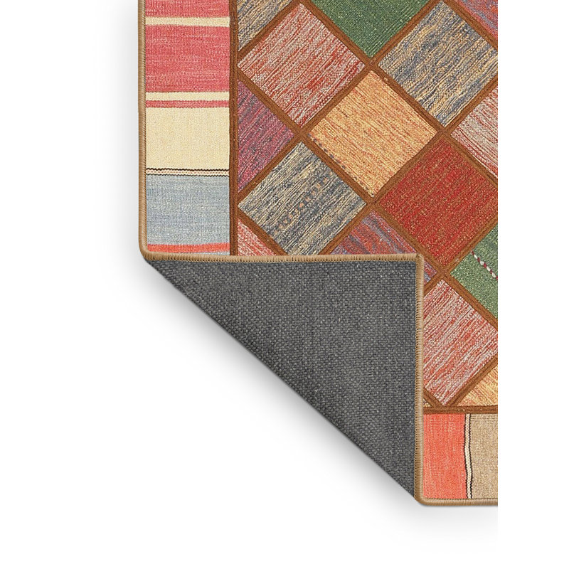 Tapis géométrique brun clair / bleu / brun, Rectangle 5 pi x 8 pi
