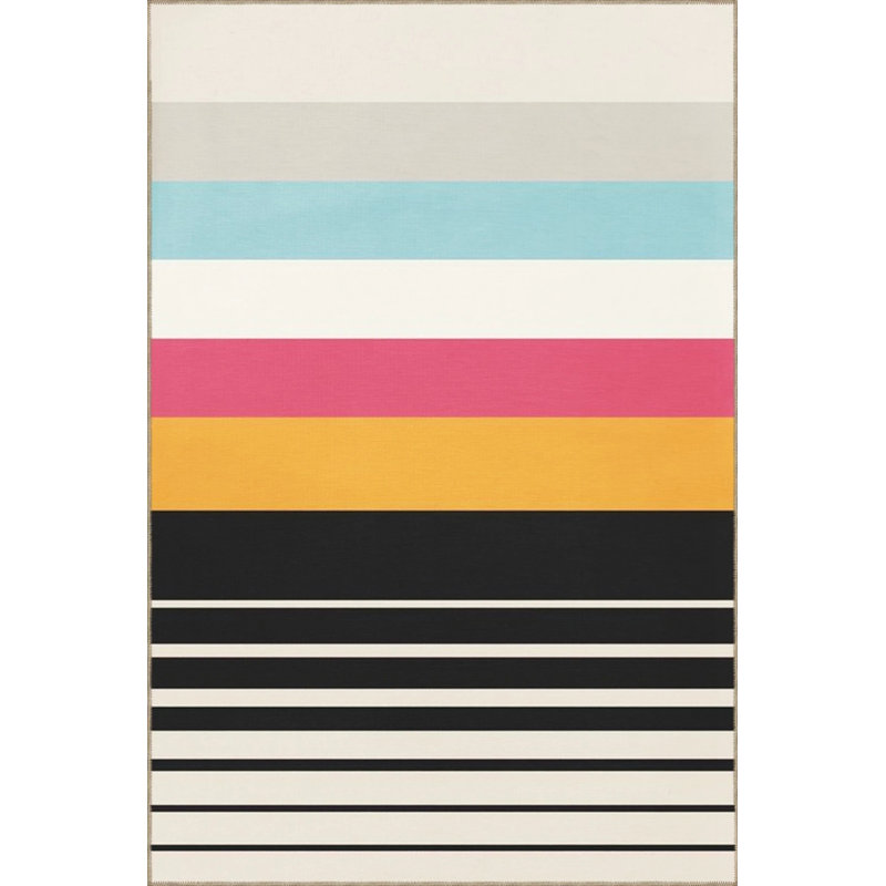 Tapis horizontal tissé à motifs de couleurs pastel, Rectangle 4 pi 8 po x 6 pi 7 po
