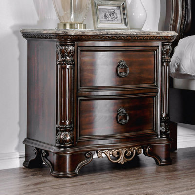 Table de chevet en marbre véritable avec 2 tiroirs