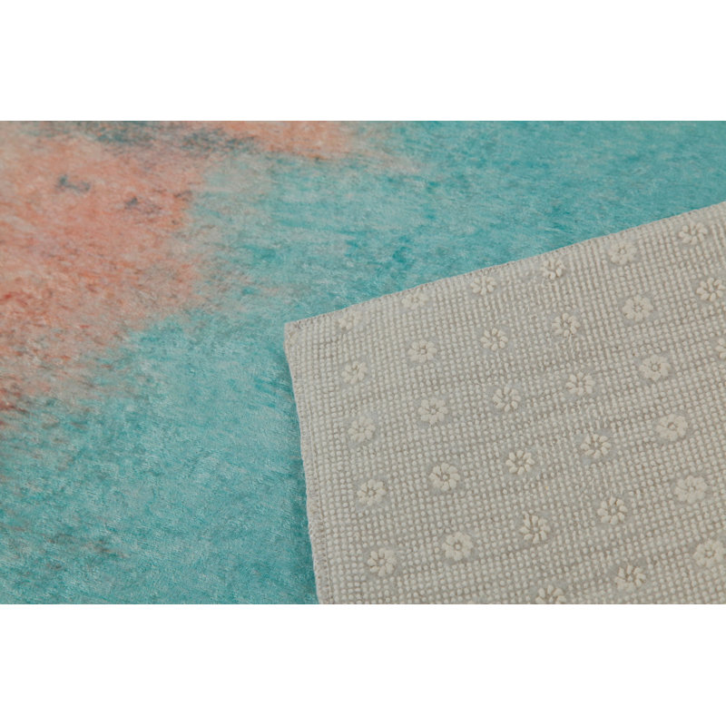Tapis de couloir souple 2,6 x 4,9 pi | 100% polyester, hauteur de poils de 0,04 po | Antibactérien, antidérapant sous la surface | Tissé avec impression numérique 3D | Lavable à la machine | Durable et élégant pour les vestibules et les salons