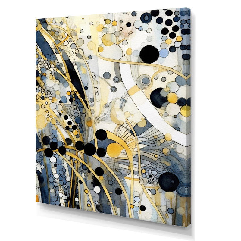 «Pastel Abstract» avec des taches bleues noires et dorées, impression sur toile, Toile tendue, H 40 po x l 30 po x P 1,5 po