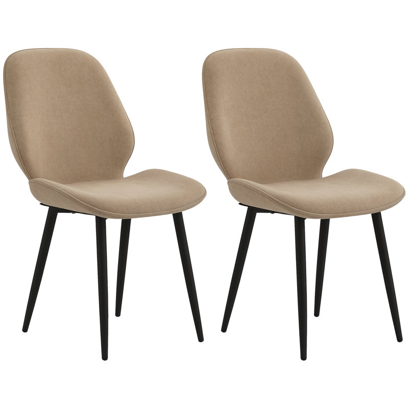 Hopkint Dining Chairs Set of 2 Velvet Fabric Kitchen Chairs, Brown