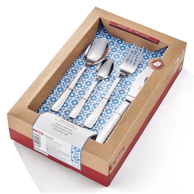 Judge 24 Piece Stainless Steel Cutlery Set,Table Setting for 6, Barclay Design.