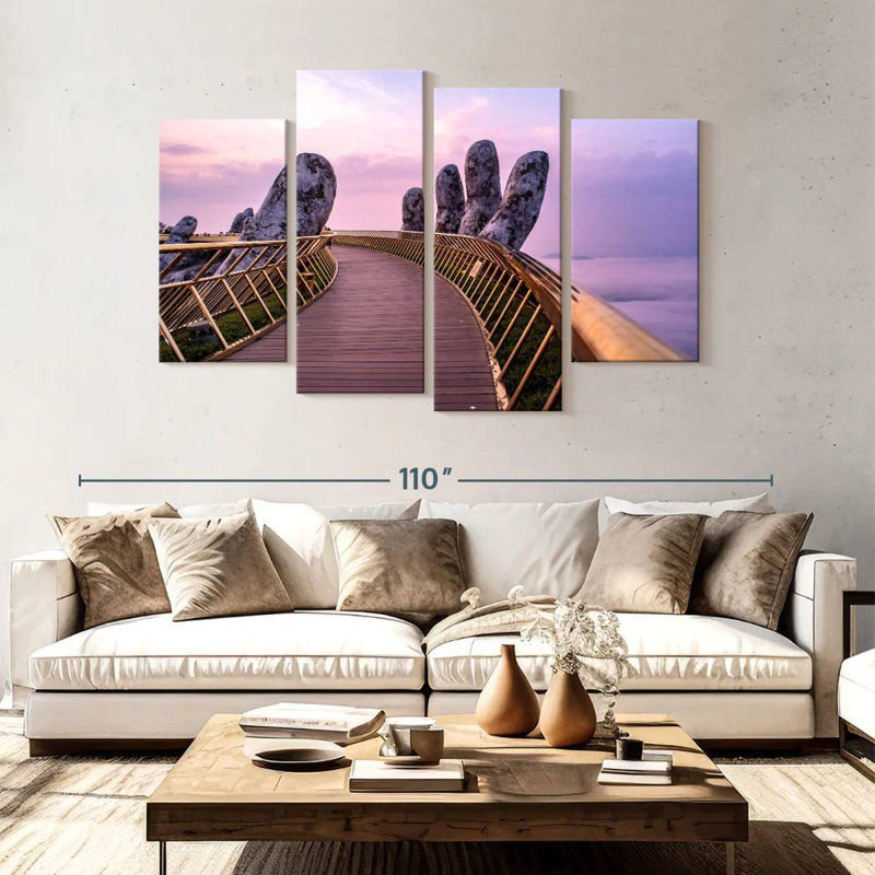 Lilie Iconic Vietnam Golden Bridge, H 54 po x l 84 po