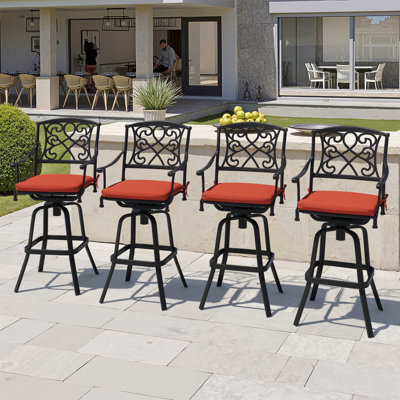Tabourets de bar pivotants en aluminium coulé 29,65 po avec coussins Sunbrella