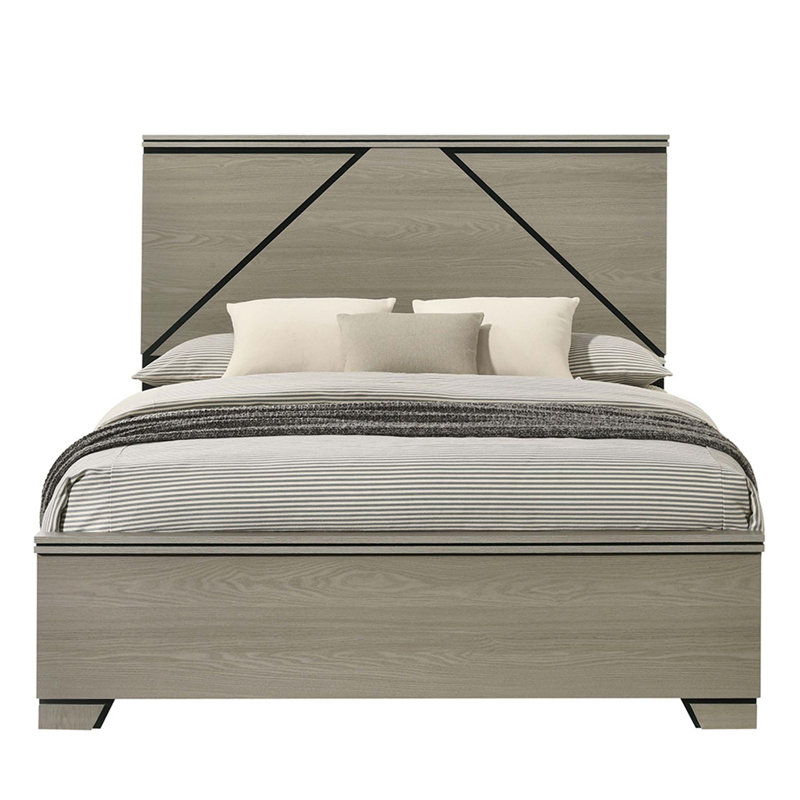 Grand lit de style moderne avec tête de lit à lumière DEL en bois