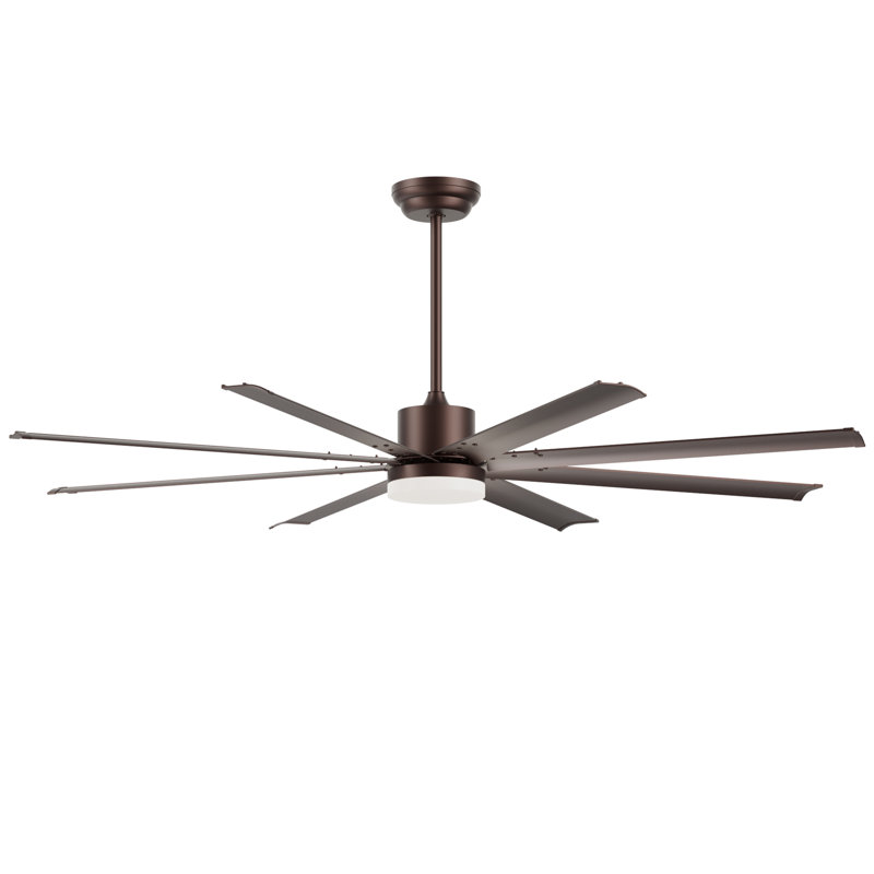 Ventilateur de plafond industriel de 183 cm (72 po) avec éclairage, 8 pales en aluminium, moteur PMDC à 6 vitesses, télécommande et hauteur réglable