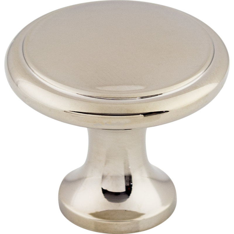 Ringed 1 1/8" Diameter Round Knob, Polished Nickel