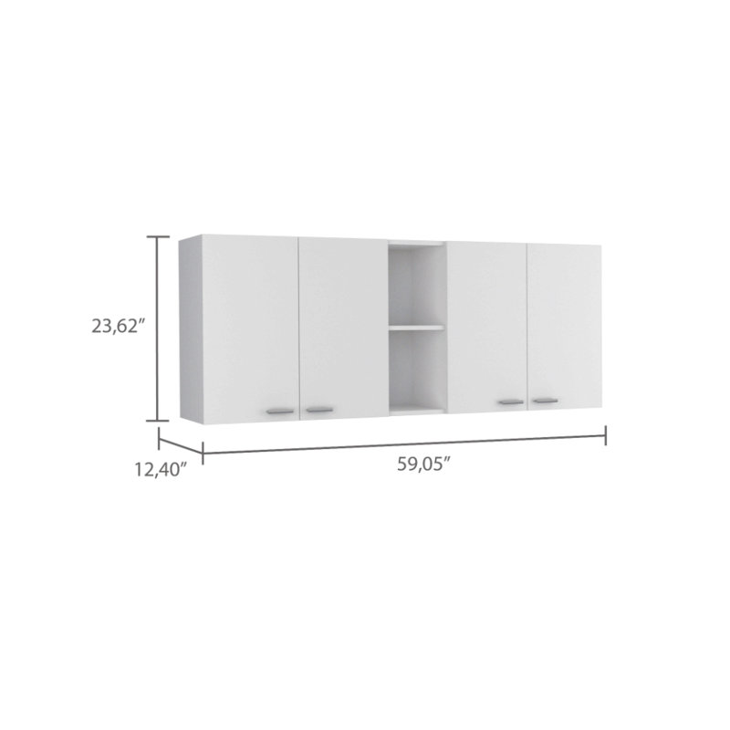 Ensemble de cuisine 7 pièces 4 portes 4 pièces, armoire murale supérieure et îlot de cuisine blanc