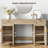 Bohemian Rattan 3-Drawer And 2-Cabinet Makeup Vanity Desk With Adjustable Shelves-1254873616