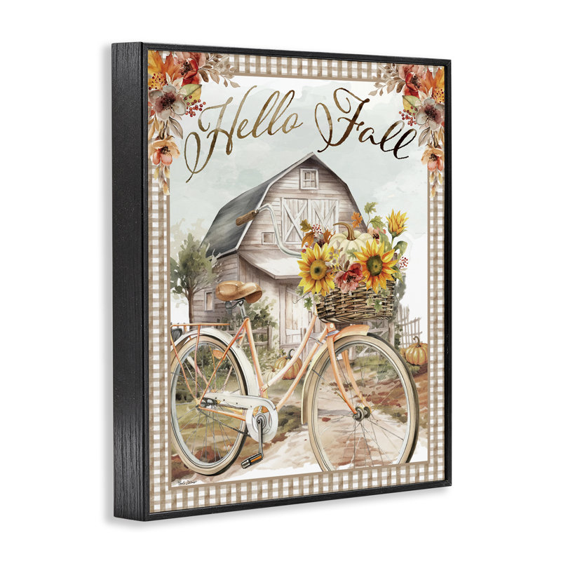 «Hello Fall Cottage», art de la giclée encadrée par Nicole DeCamp, Giclée encadrée noir minuit, H 20 po x l 16 po
