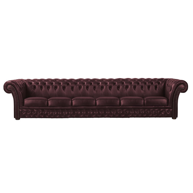 Tayjah Genuine Leather Sofa, Cherry, 6
