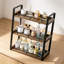 Organisateur de comptoir de salle de bain à 3 niveaux, tablette de comptoir en bois pour le rangement de maquillage pour la toilette, brun rustique avec support en métal durable pour l'évier de cuisine-1846984778