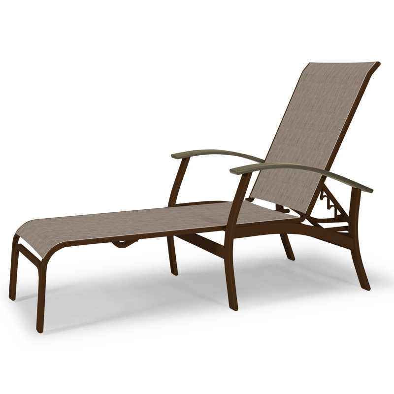 Askar Outdoor Rust-Resistant Metal Chaise Lounge, Harper Taupe Sunbrella®, Beachwood P40, Textured Kona