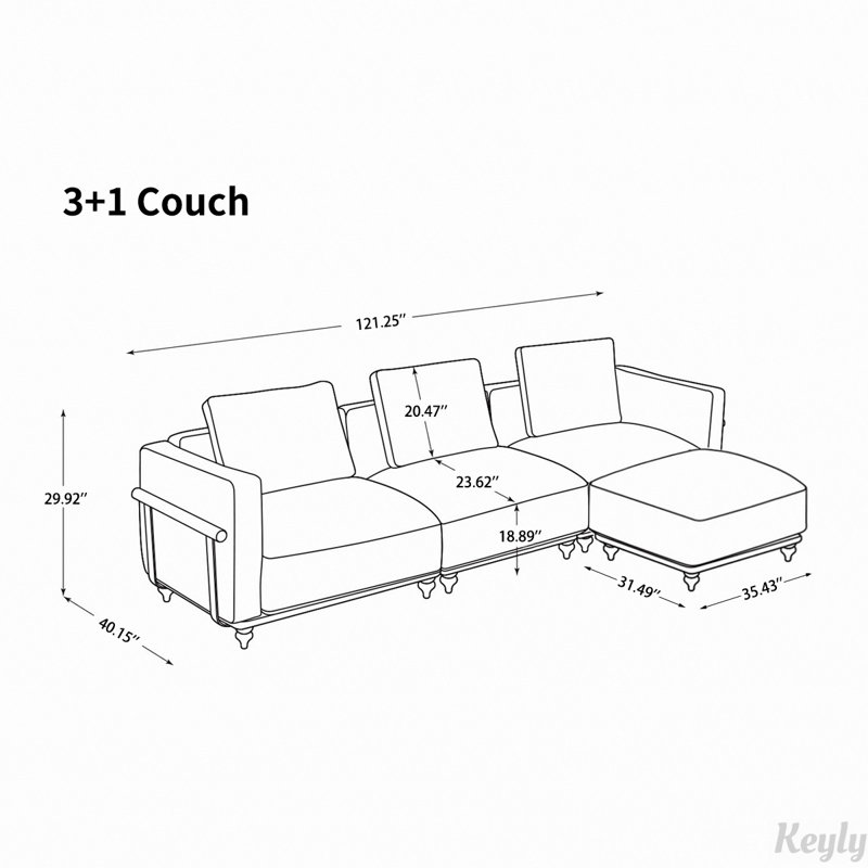 Canapé Cloud avec repose-pieds et coussins rembourrés en duvet