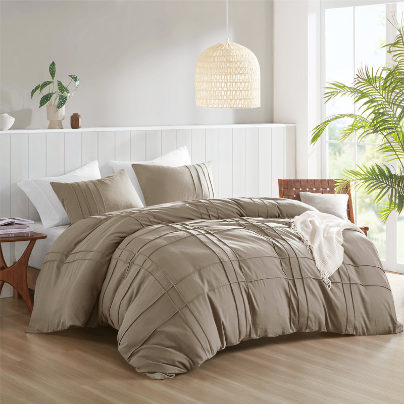 Porter Textured Duvet Cover Bedding Set, Twin/Twin XL Duvet Cover + 1 Standard Sham, Khaki